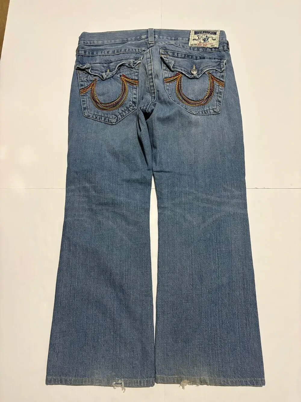 True Religion USA Joey Bootcut Jeans 36x30 Light Wash Flap Pocket